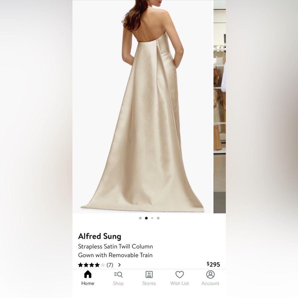 ALFRED SUNG Cream Strapless Satin Dress - Picture 2 of 8